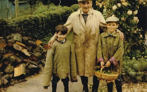 Mark Rylance (r) as a young boy with his grandfather, Osmond Skinner, and brother Jonathan - Credit: Wild Pictures/Channel 4