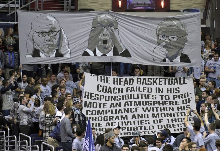 Georgetown fans unveil a tifo before last year's Syracuse game (AP)