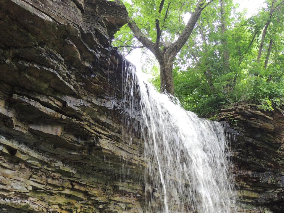 Wequiock Falls tumble over the Niagara escarpment along the Green Bay shoreline at Wequiock Falls County Park.