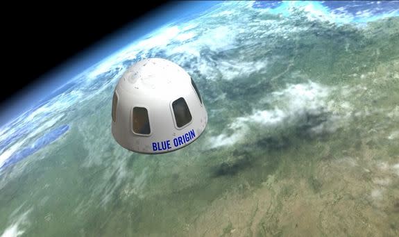 A new video from the private spaceflight company Blue Origin shows a simulation of passengers taking a ride into suborbital space aboard one of the company's vehicles.