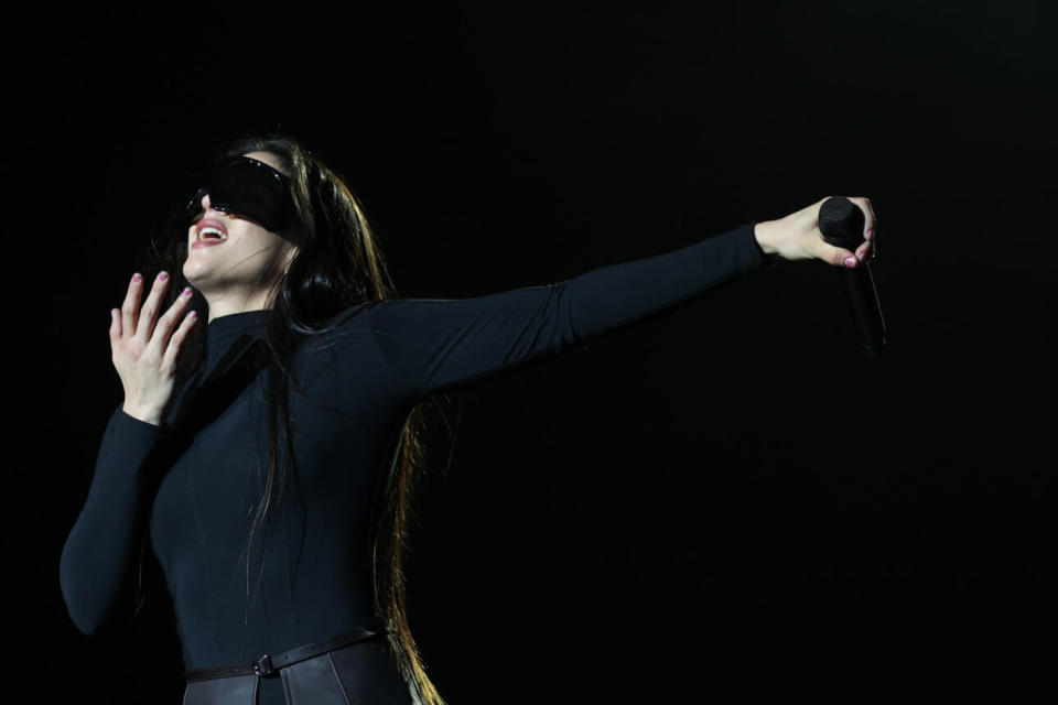 SPAIN – JUNE 11: The singer Rosalia performs during the Primavera Sound, in the City of Rock, venue of the Primavera Sound Madrid 2023, on June 10, 2023, in Arganda del Rey, Madrid (Spain). This international music festival has for the first time had dual venues in Madrid and Barcelona. In Madrid, the Primavera Sound cancelled on the opening day, Thursday June 8th, some concerts in the main venue for security reasons, due to the adverse weather forecast and the flooding caused by the rains. (Credit: Ricardo Rubio/Europa Press via Getty Images)