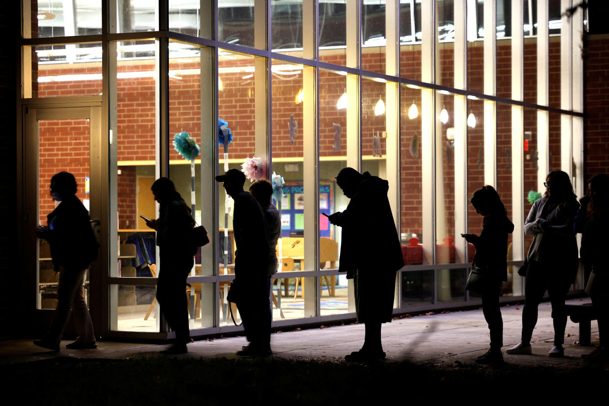 People waiting to vote in Durham, N.C.