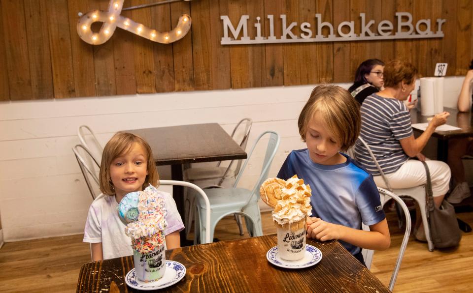 Among the favorites at Legendairy Milkshake Bar in Nashville are the Jar of Dirt featuring colorful gummy worms and, for more mature tastes, the King Shake made with banana pudding ice cream, chocolate and peanut butter sauce, a strip of bacon and a whole banana.