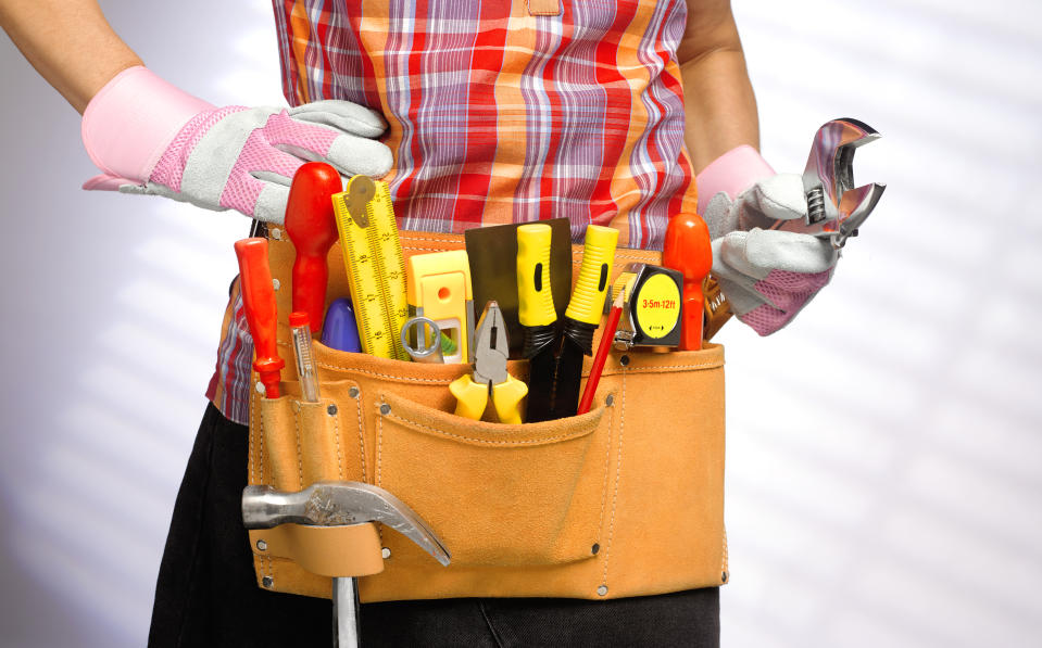 role reversal of traditional stereotype, woman doing DIY