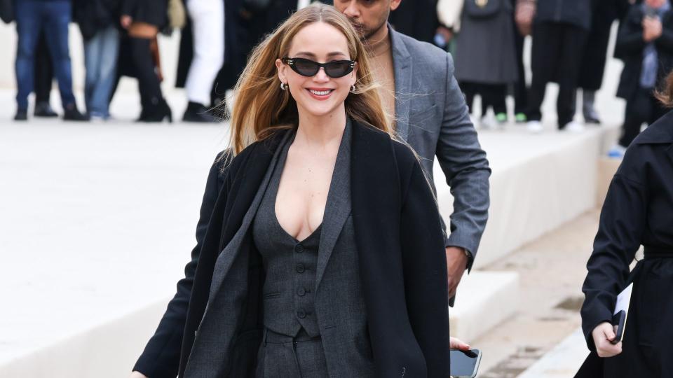 PARIS, FRANCE - FEBRUARY 27: Jennifer Lawrence attends the Christian Dior Womenswear Fall/Winter 2024-2025 show as part of Paris Fashion Week on February 27, 2024 in Paris, France. (Photo by Arnold Jerocki/Getty Images)