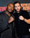 Director Antoine Fuqua and Jake Gyllenhaal show off their own guns ahead of the fight.