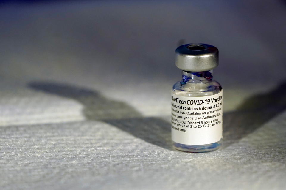 A vial of Pfizer’s COVID-19 vaccine