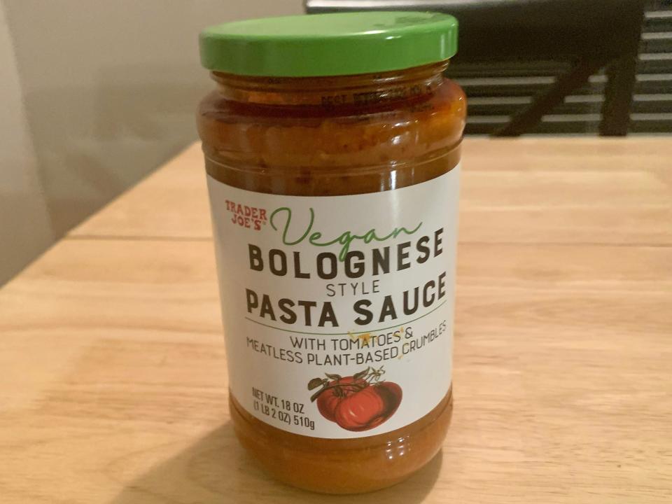 Trader Joe's vegan bolognese pasta sauce
