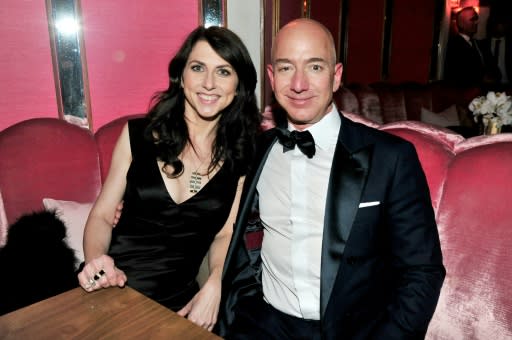 Amazon CEO Jeff Bezos and wife MacKenzie Bezos, pictured here in February 2017, finalized their divorce at $38 billion