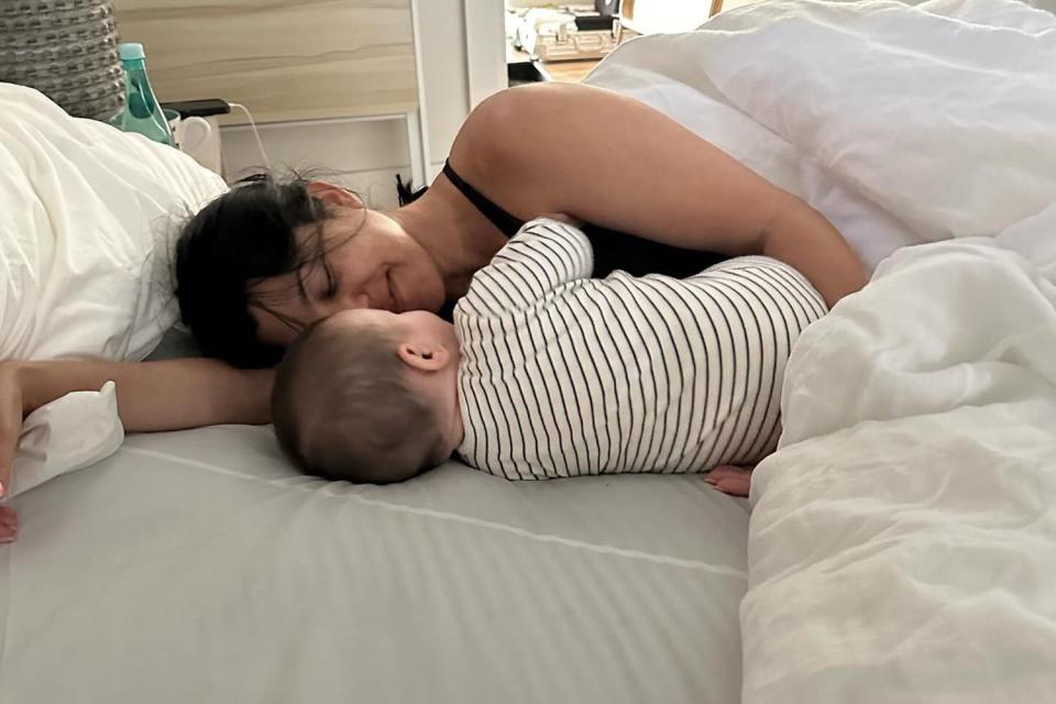 <p>Travis Barker/Instagram</p> Kourtney Kardashian with her son Rocky