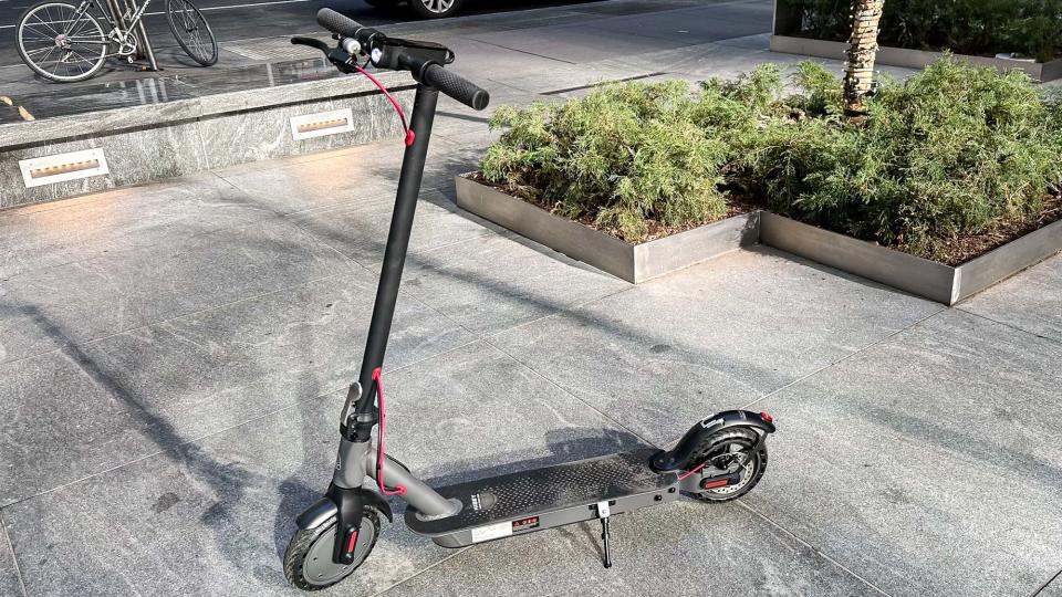 Hiboy S2 scooter parked on sidewalk