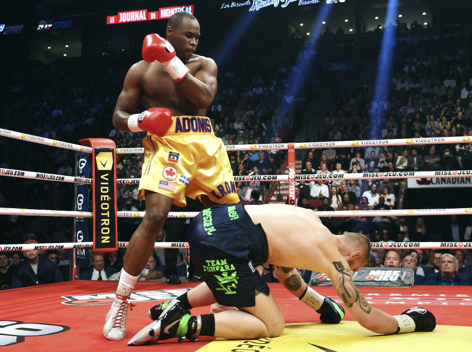 Adonis Stevenson last defended his light heavyweight belt against Poland’s Andrzej Fonfara on June 3, 2017, in Montreal. (AP)