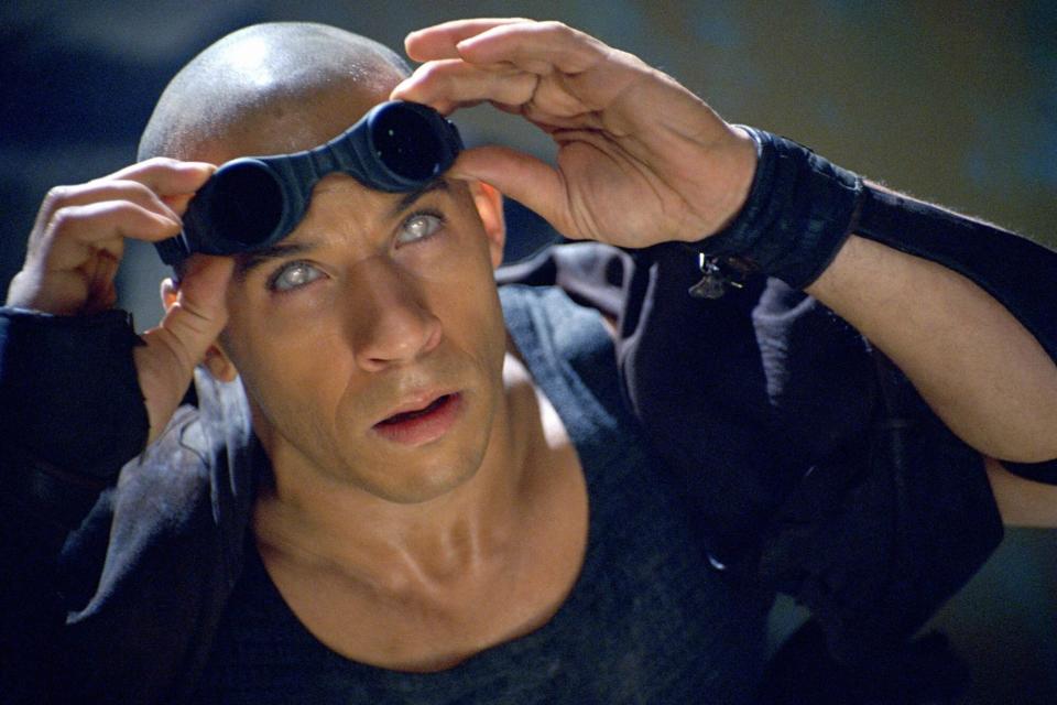 Editorial use only. No book cover usage. Mandatory Credit: Photo by Joseph Lederer/Universal/Kobal/Shutterstock (5884858b) Vin Diesel The Chronicles Of Riddick - 2004 Director: David Twohy Universal USA Scene Still Action/Adventure Les Chroniques de Riddick