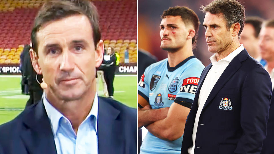 Andrew Johns was fuming after NSW's loss in the State of Origin decider. Image: Channel 9/Getty