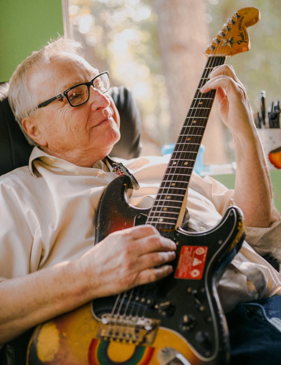 Healy plays a Stratocaster once owned by Jimi Hendrix.