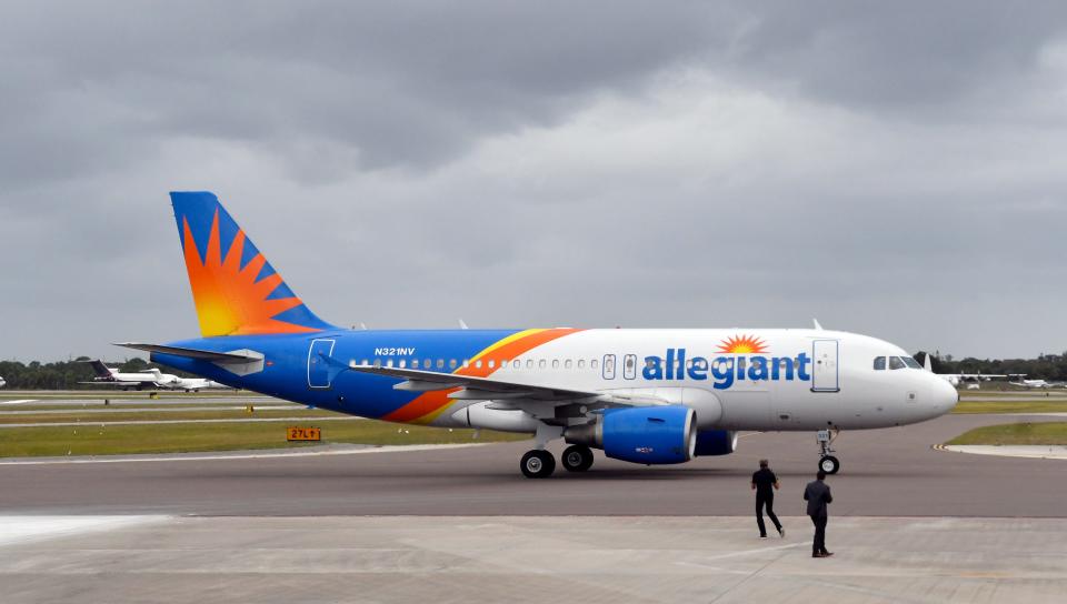 The inaugural Allegiant flight at Melbourne Orlando International Airport arrives in November 2021 from Charlotte, North Carolina.