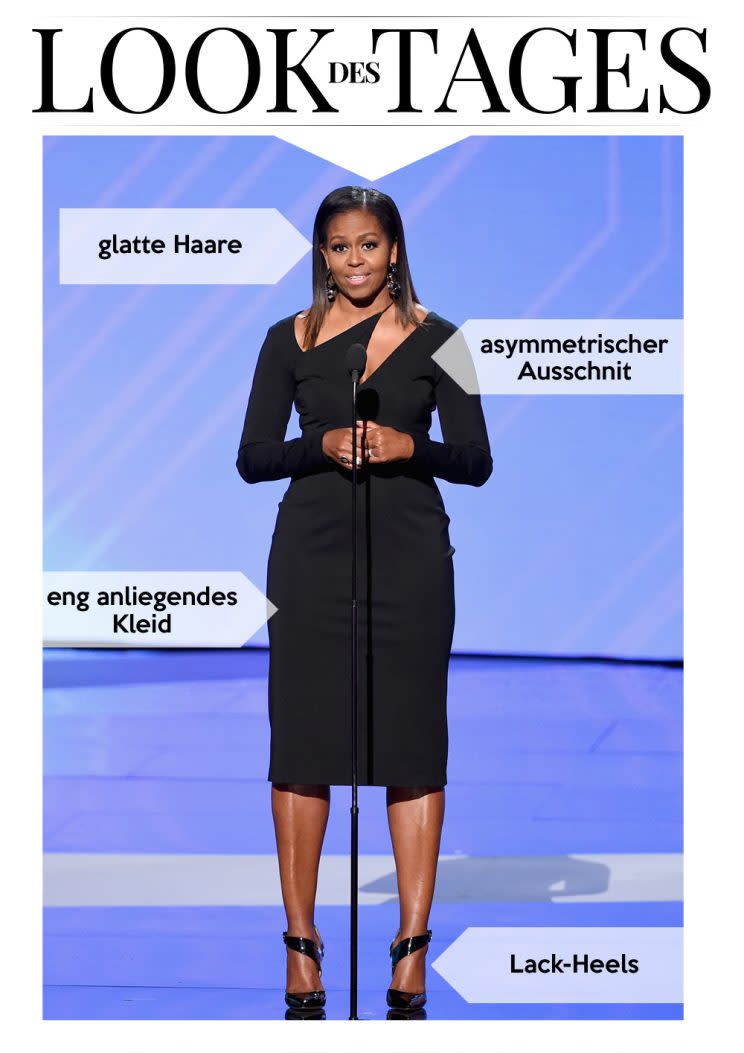 Michelle Obama in einem bezaubernden schwarzen Kleid. (Bild: Getty Images)