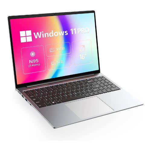 silver laptop with windows display screen