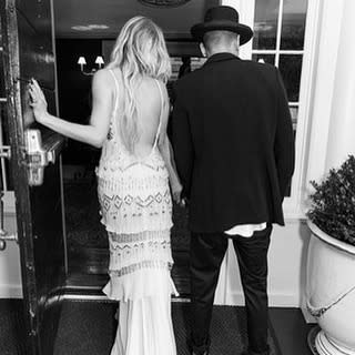 Ashlee Simpson's husband Evan Ross posted some sweet pics to Instagram from the couple's wedding album on Monday. As the two anticipate the birth of their baby girl, Ross looked back at their "beautiful wedding" held at his mother Diana Ross' home in Connecticut. <strong> WATCH: Pregnant Ashlee Simpson Steals Sister Jessica's Maternity Style </strong> "#Reflections of such a beautiful wedding," the 26-year-old musician wrote. "Me and my amazing wife @ashleesimpsonross. At my mothers house in Greenwich Connecticut! And now I can't wait to meet my little baby girl." Ross and Simpson, 29, were married in Aug. 2014. Simpson's sister Jessica served as maid of honor and friend CaCee Cobb was a bridesmaid. According to a rep, it rained 30 minutes before the event, and a rainbow appeared as guests arrived. <strong> NEWS: Pete Wentz on Ashlee Simpson Divorce -- 'I Thought It Was a Forever Thing' </strong> "Amazing wedding moments!" Ross captioned one of his photos from the special day. Gushing over his wife, he added: "Love those lips!!! #wedding memories." Continuing to reminiscence, Ross also shared a scene from the reception. He concluded his trip down memory lane with a pic of the groomsman, hashtagging the image #mybrothers. Immediately following Ross and Simpson's wedding, Diana Ross shared with ET all the emotions she was feeling as the mother of the groom. "Loving family and friends, great music, great speeches from caring friends and joyful children dancing the night away," she said. "Wishing Evan and Ashlee congratulations. I want only love, happiness, joy for my son and his bride." <strong> NEWS: Ashlee Simpson's Ex Ryan Cabrera Is Making Music With Her Husband Evan Ross </strong> Simpson's friend and former flame Ryan Cabrera also gushed to ET about the happy couple. "Of course, she married one of my best friends," he shared. "I'm friends with all my ex-girlfriends." Check out ET's full interview with Cabrera: