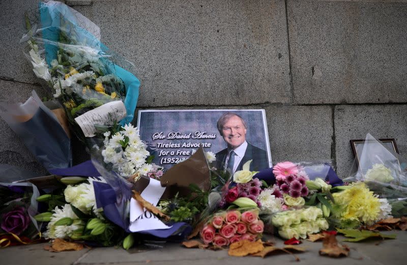 FILE PHOTO: Floral tributes to British MP David Amess