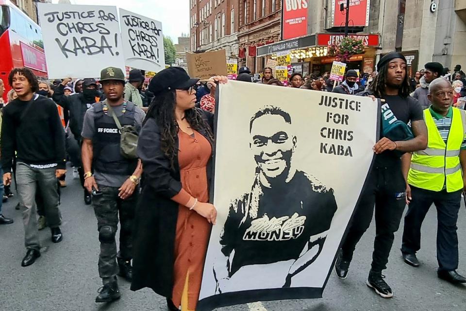 Protesters marching to New Scotland Yard, London after the death of rapper Chris Kaba (Left Unity/PA) (Left Unity/PA Media)