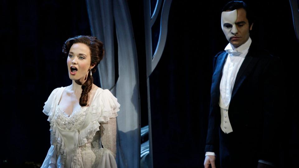 Mandatory Credit: Photo by Joel Ryan/AP/Shutterstock (7033229b)Ramin Karimloo, Sierra Boggess The Phantom, played by Ramin Karimloo, right, performs a scene with Christine, played by Sierra Boggess, from the sequel to The Phantom of the Opera, &quot;Love Never Dies&quot; at the Adelphi Theatre in central London.