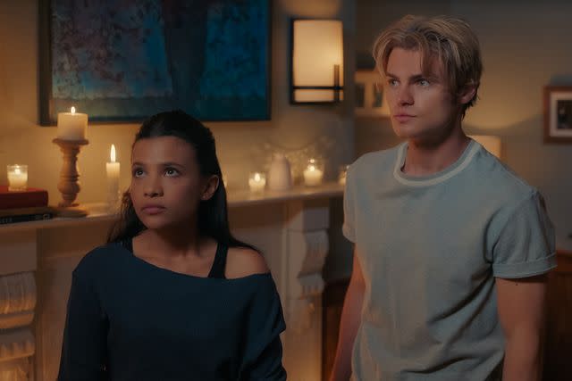 <p>Courtesy of Netflix</p> Nikki Rodriguez as Jackie and Noah LaLonde as Cole in episode 4 of 'My Life with the Walter Boys'