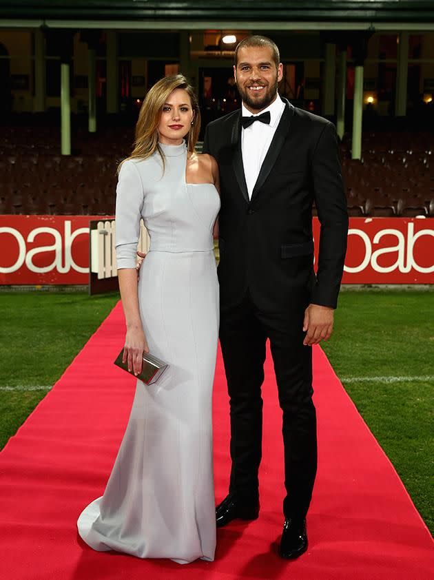 Jesinta can't resist Buddy's arms. Source: Getty