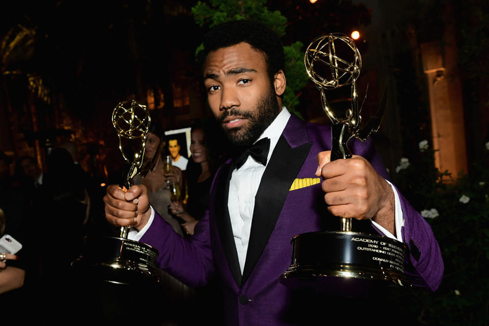 <p>Donald Glover attended the Fox Broadcasting Co., Twentieth Century Fox Television, FX, and <em>National Geographic</em> fete at Vibiana. (Photo: Emma McIntyre/Getty Images) </p>