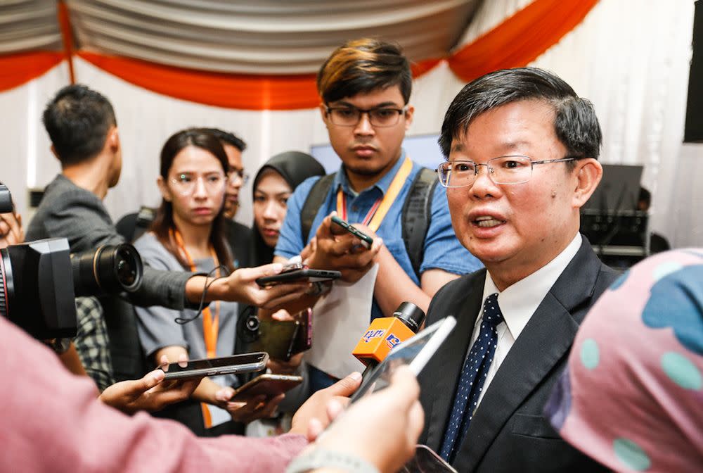 Penang Chief Minister Chow Kon Yeow speaks to reporters after attending a groundbreaking ceremony by Smith+Nephew in Batu Kawan February 28, 2020. — Picture by Sayuti Zainudin