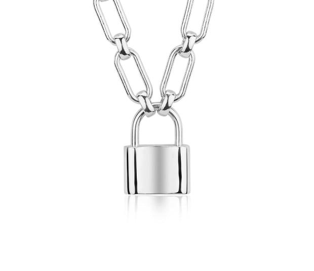 <p>Blue Nile Sterling Silver Padlock Necklace, $195, <a href="https://rstyle.me/+GBShWpgDifagkNfeQ0_Qzw" rel="nofollow noopener" target="_blank" data-ylk="slk:available here;elm:context_link;itc:0;sec:content-canvas" class="link ">available here</a>.</p>