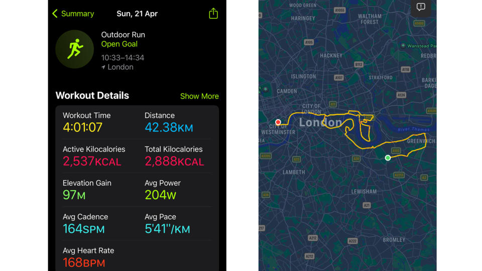 I ran London Marathon with Garmin and Apple Watch