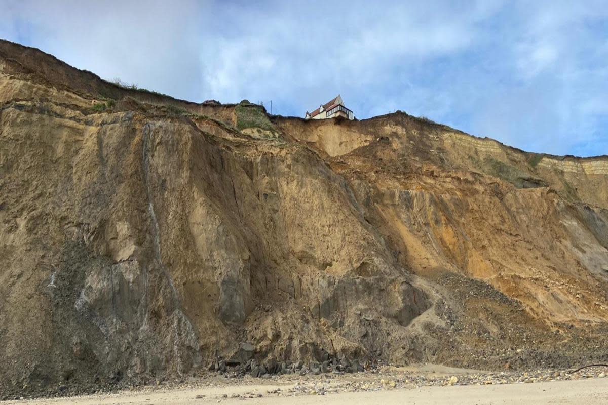 There was a dramatic cliff fall at Trimingham, near Mundesley, late last week <i>(Image: Adam Barker)</i>