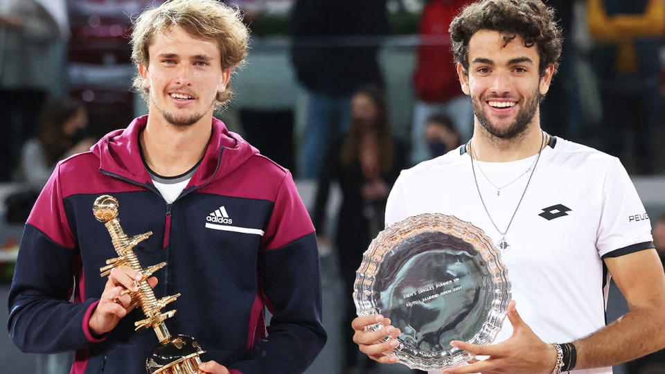 Alexander Zverev and Matteo Berrettini, pictured here after the Madrid Open final.