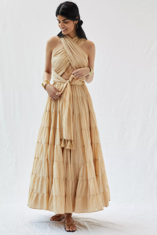 Erika Pena Belted Maxi Dress