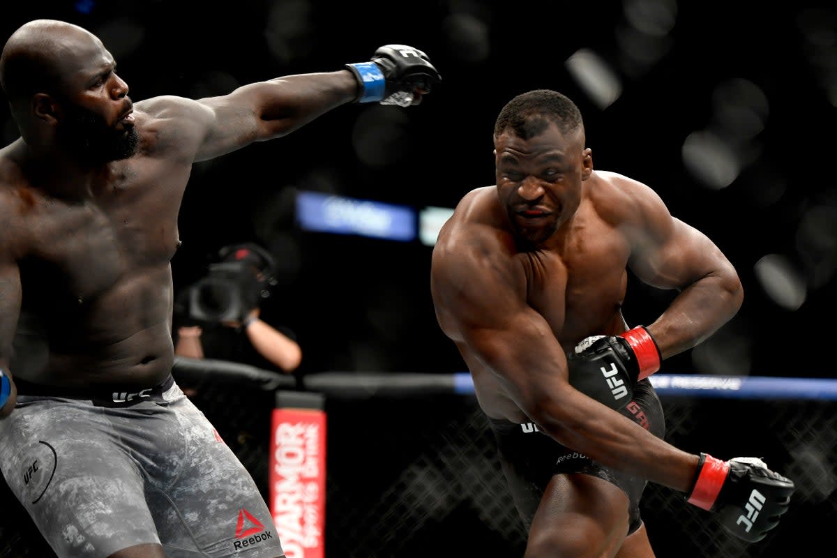 Ngannou during his 20-second knockout win against Jairzinho Rozenstruik (Getty)