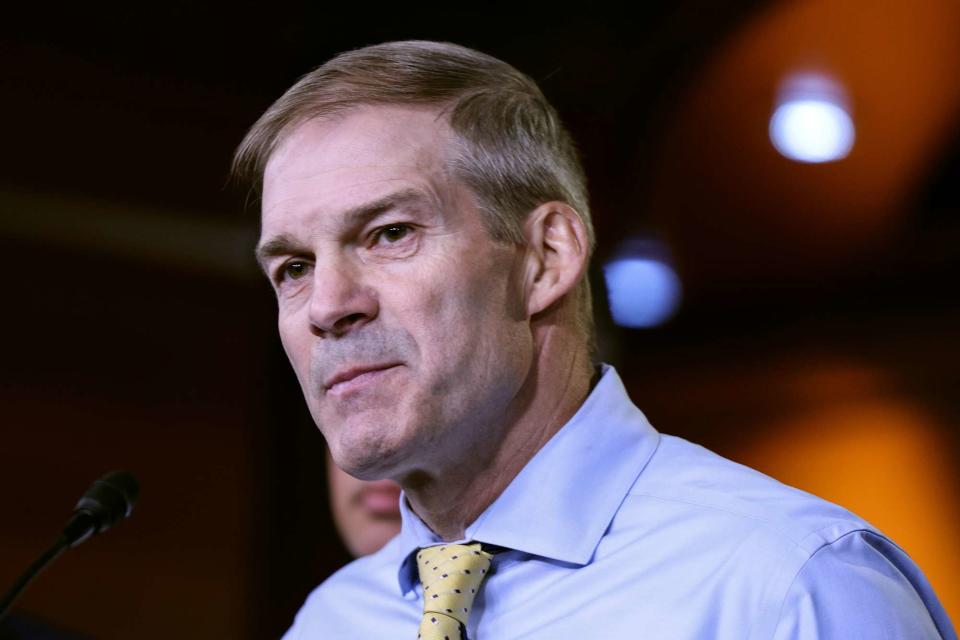 <p>Anna Moneymaker/Getty</p> ep. Jim Jordan (R-OH) speaks at a news conference on  July 21, 2021 in Washington, DC. 