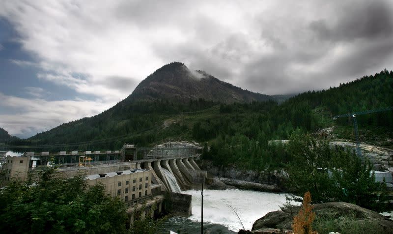 FILE PHOTO: Water flows through one of the chutes of the Brilliant Hydro-Electric Dam just outside of the Castlegar, British Columbia