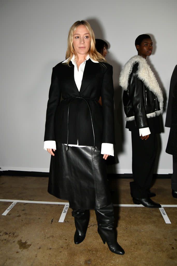 new york, new york february 11 chloë sevigny poses backstage at the proenza schouler show