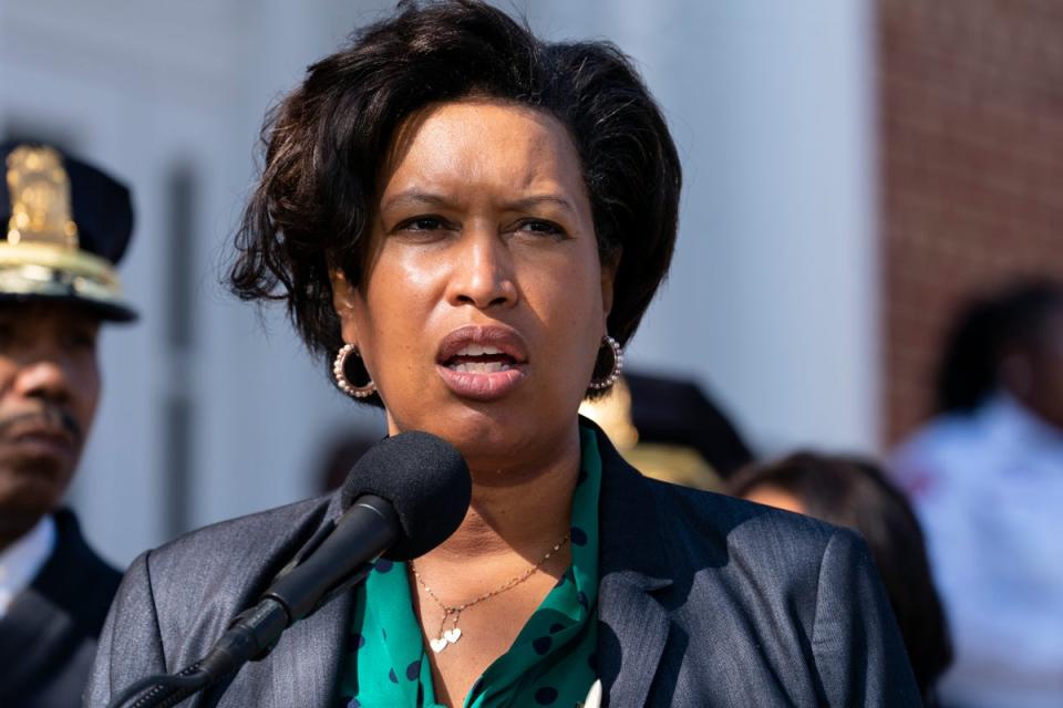 Muriel Bowser at a news conference this month (AP)