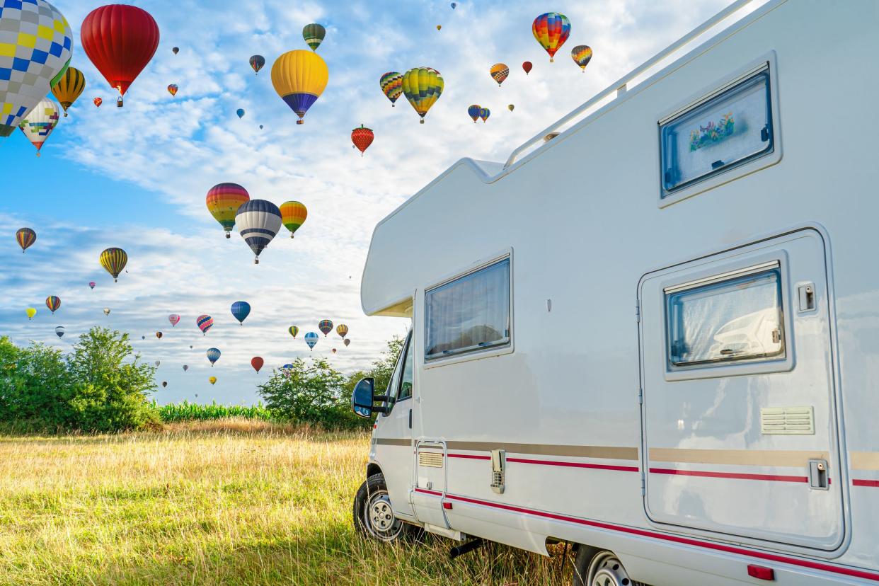 RV Parked at a Hot Air Balloons Carnival, Chambley, France