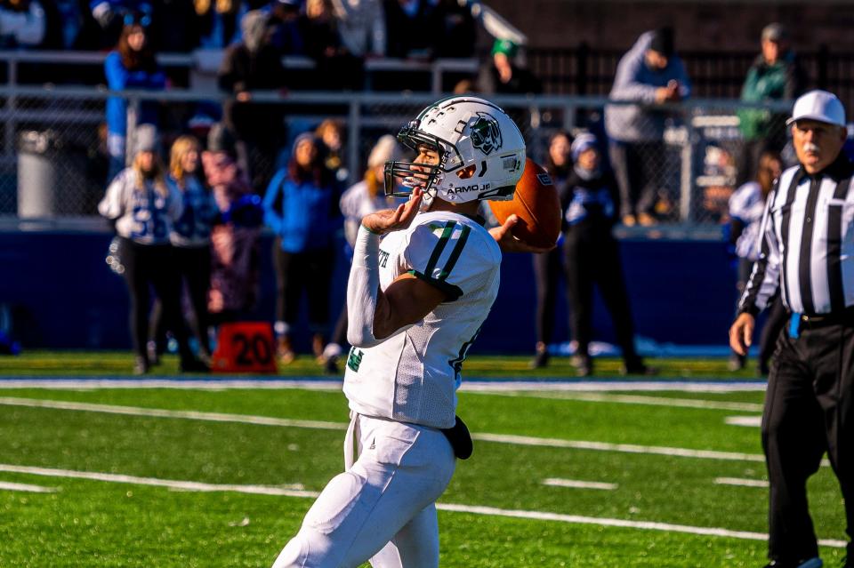 Dartmouth's Jackson Hart finds his target down field.