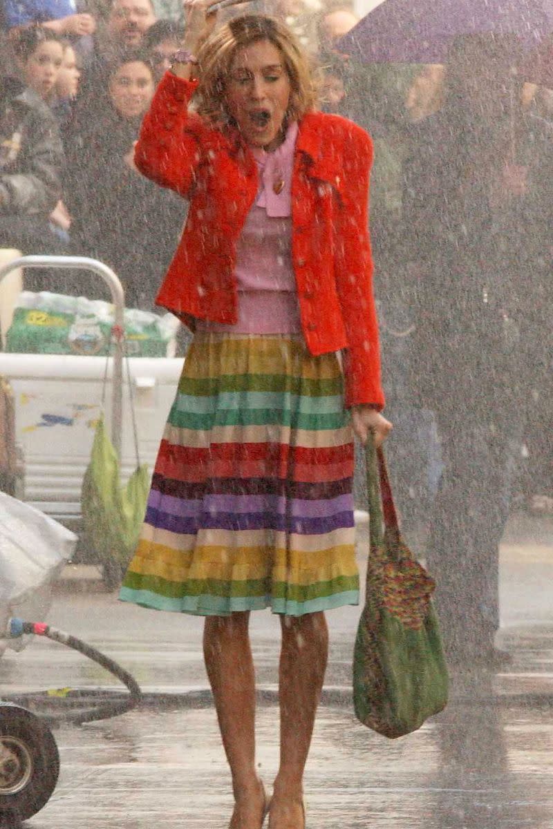 Carrie getting caught in the rain