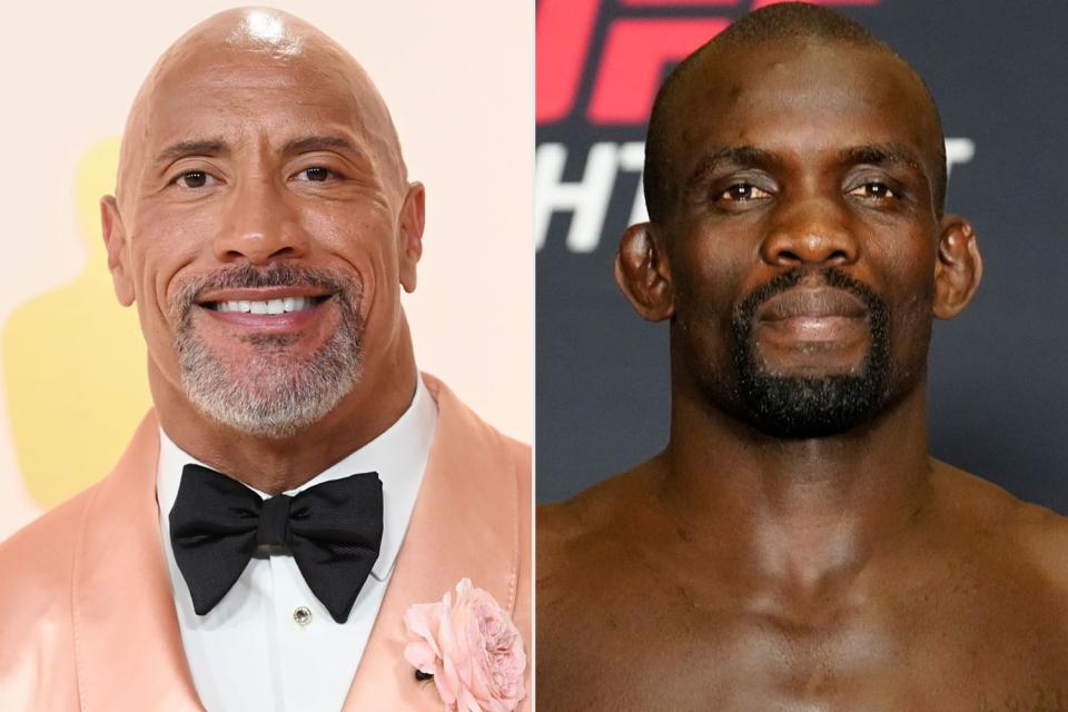 <p>Gilbert Flores/Variety via Getty Images; Louis Grasse/PxImages/Icon Sportswire via Getty Images</p> Dwayne "The Rock" Johnson and Themba Gorimbo, who Johnson gifted with a new house.