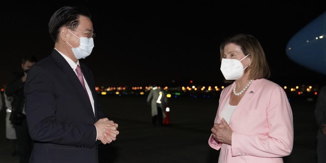 Nancy Pelosi after landing in Taiwan