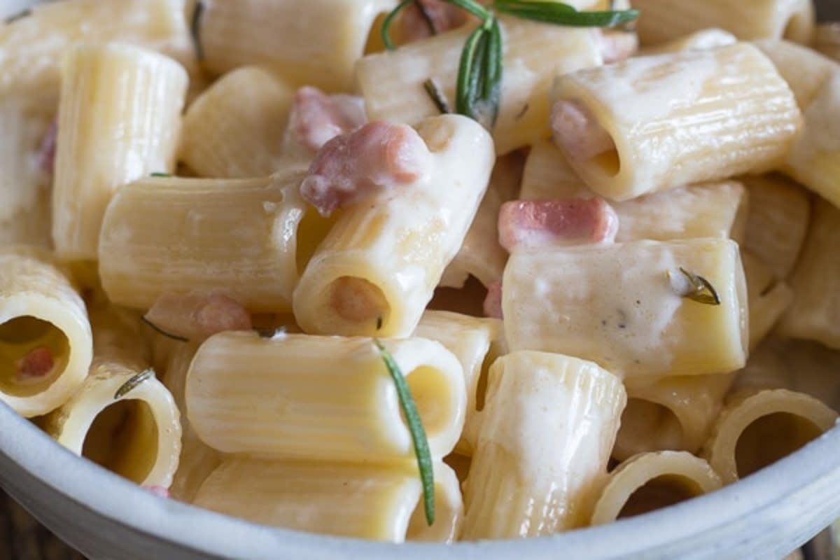 <p>An Italian in My Kitchen</p><p>A simple creamy full of mascarpone cheese and pancetta.</p><p><strong>Get the recipe: </strong><a href="https://anitalianinmykitchen.com/mascarpone-pasta/?fbclid=IwAR0krPPv64s7q1P3hxMuX8uAc4MMrwfDWoTC3UArjQYL_eOzj2-B_qGOXpU" rel="nofollow noopener" target="_blank" data-ylk="slk:Pancetta and Mascarpone Anelli;elm:context_link;itc:0;sec:content-canvas" class="link rapid-noclick-resp"><strong>Pancetta and Mascarpone Anelli</strong></a></p>