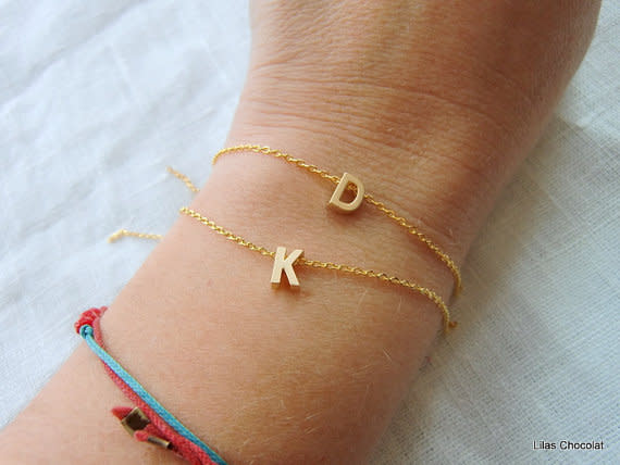 Tiny Gold Letter Bracelet