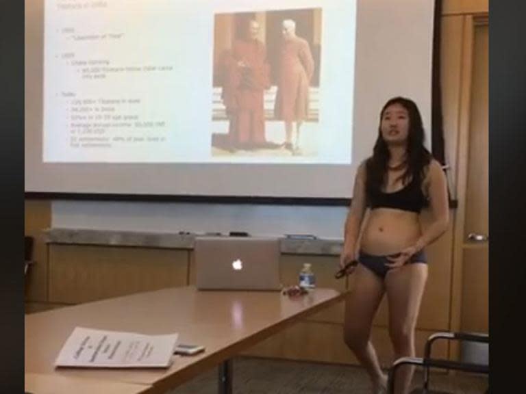 Student presents thesis in underwear after professor says her 'shorts are too short'