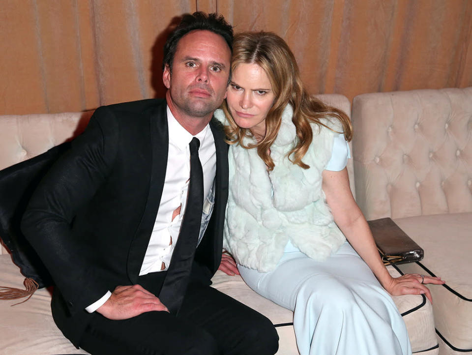 “The Hateful Eight” stars Walton Goggins and Jennifer Jason Leigh can try to be as hateful as they want, but we’re just going to love them more for it. (Photo: Getty Images)