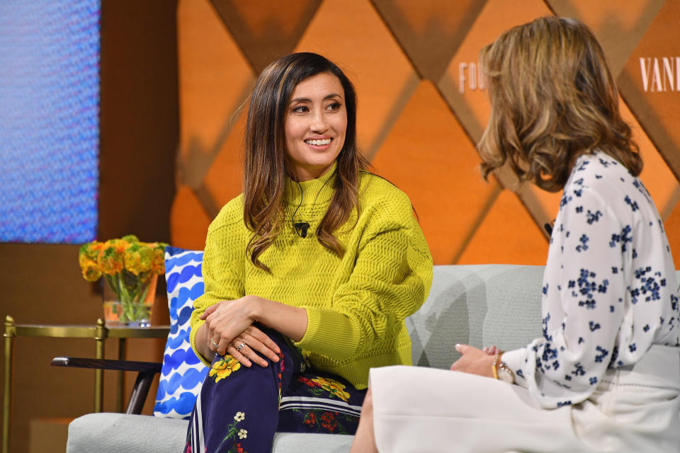 NEW YORK, NY - APRIL 12:  Stitch Fix founder and CEO Katrina Lake (R) speaks onstage during Vanity Fair's Founders Fair at Spring Studios on April 12, 2018 in New York City.  (Photo by Dia Dipasupil/Getty Images for Vanity Fair)